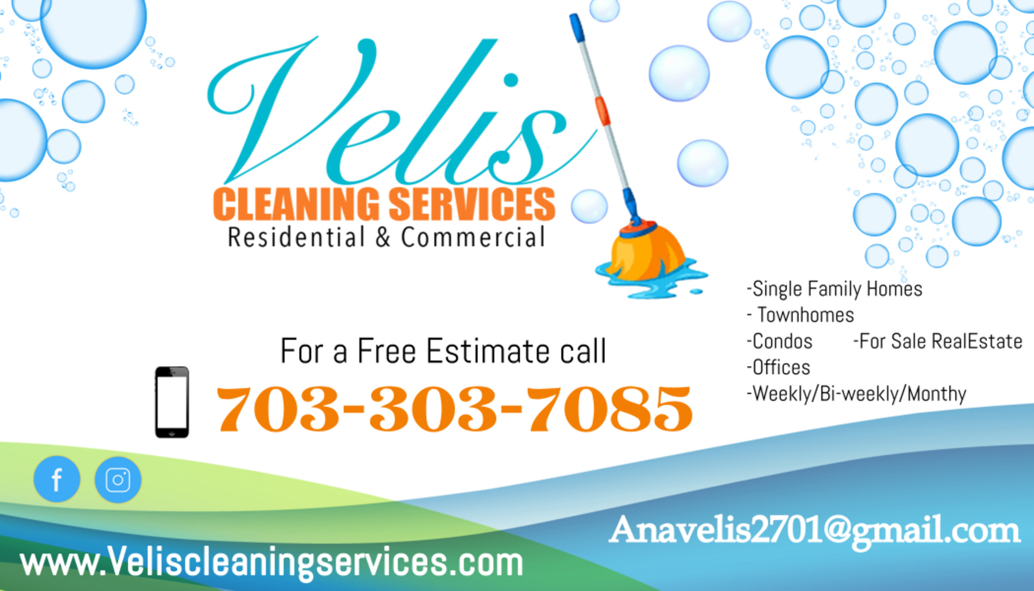 Velis Cleaning Services biz card